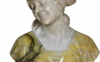 G. PINERCHI (XIX-XX),Italian Marble and Alabaster Bust