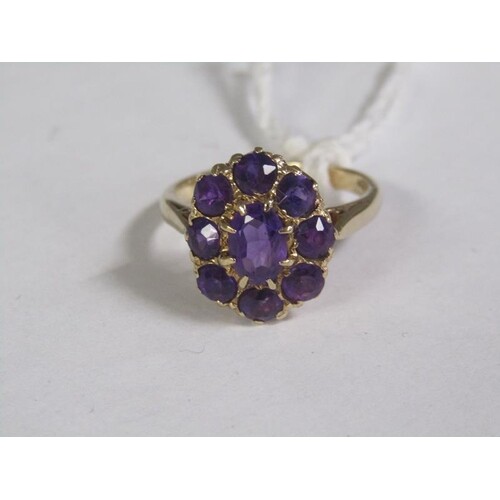 GOLD AMETHYST CLUSTER RING SIZE N