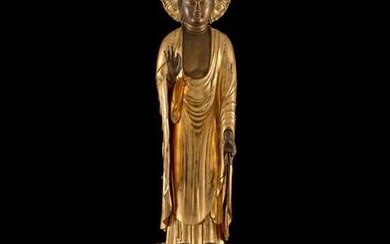 GOLD LACQUERED WOOD BUDDHA STATUE, Japan, Edo period (1603-1868)
