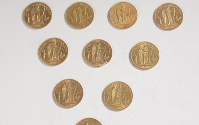 GOLDEN CURRENCY: 10 coins of 20 gold francs...