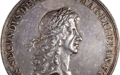 GREAT BRITAIN. England - Spain. Charles II/Commercial Treaty with Spain Silver Medal, 1666. ALMOST UNCIRCULATED.