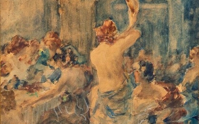 Gabriel GRIFFON (1866-1938). Danseuse au tambourin. Aquarelle sur papier, non signée. H_32 cm L_24 cm...