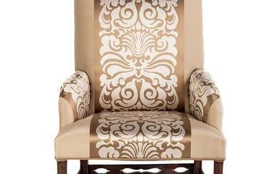 George III Chinese Chippendale Upholstered Chair