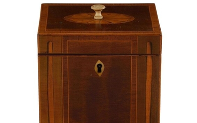 George III inlaid and stained single-well tea caddy