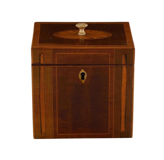 George III inlaid and stained single-well tea caddy