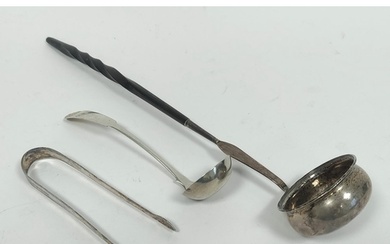 Georgian silver toddy ladle with inset coin 1758, a Scottish...