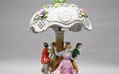 German Porcelain Table Lamp, Von Schierholz