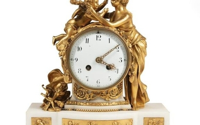 Gilt Bronze and Marble Figural Mantel Clock