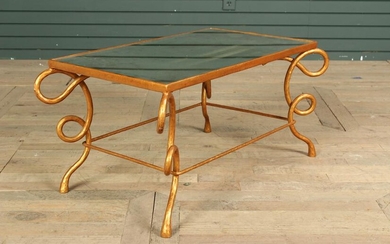 Gilt Coffee Table with Distressed Mirror Top