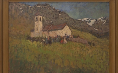 Gioachimo GALBUSERA (1871-1942) "Eglise dans la montagne"