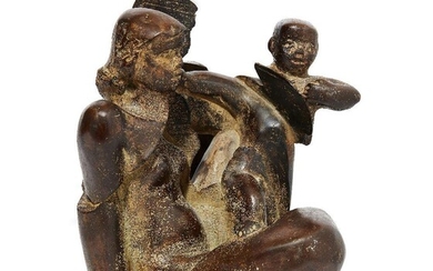 Glynn Williams, British b.1939 - Mother and Child, 1991; bronze, edition of 7, signed with initials and numbered 'GW 4/7', stamped with foundry mark 'Fiorini London', 24.1(H) x 24(W) x 20(D) cm (ARR) Provenance: Christie's, London, Post-War and...