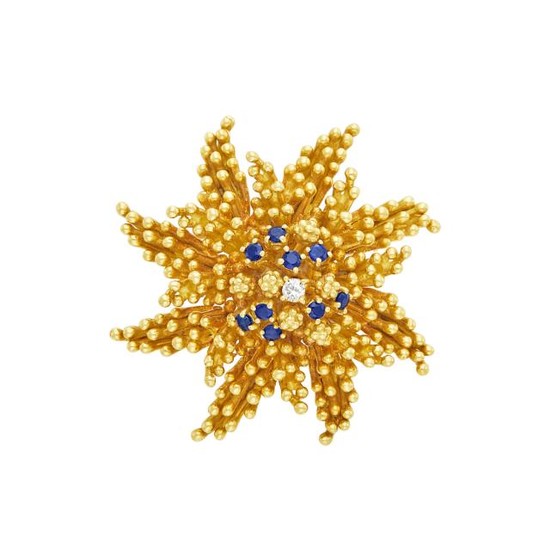 Gold, Sapphire and Diamond Flower Brooch, Tiffany & Co.