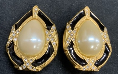 Gold Tone Faux Pearl Drop Earrings, Jewelry