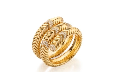 Gold and Diamond 'Spiga' Bracelet, Bulgari