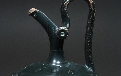 Greek Ceramic Black-glazed Epichysis- 12.2 cm