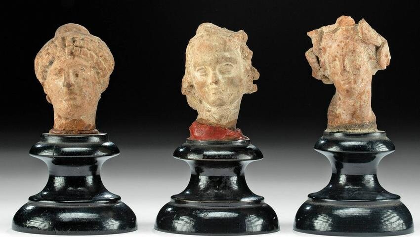 Greek Hellenistic Pottery Female Votive Heads (3)
