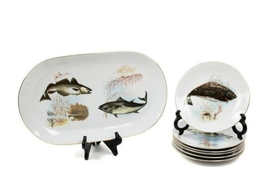 Group of 7 Kahla Germany KL15 Porcelain Fish Plates