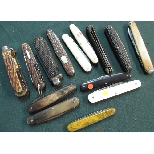 Group of fourteen various assorted 19th C and later pocket k...