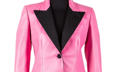 Gucci - Abbigliamento Jacket Fuchsia leather long sleeves jacket, black cotton details, french size 38 french, with dustbag
