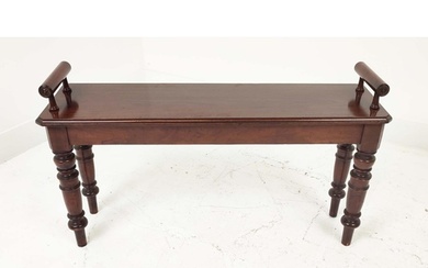 HALL BENCH, Victorian mahogany with bolster ends, 53cm H x 9...