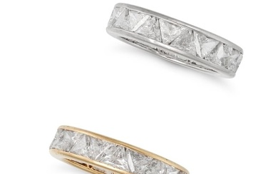 HARRY WINSTON, A PAIR OF DIAMOND ETERNITY RINGS in 18ct yellow gold and platinum, each in identical