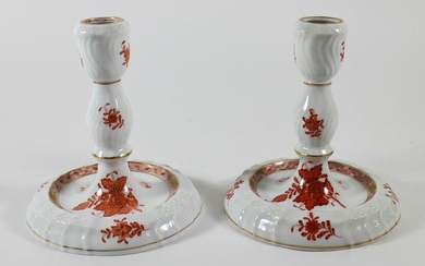 HEREND CHINESE BOUQUET CANDLESTICKS