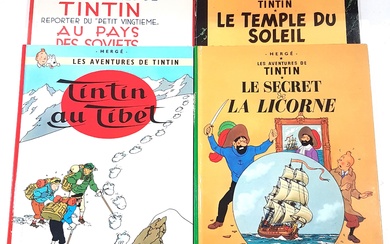 HERGE, Les aventures de Tintin, ed Casterman : -Le Temple du Soleil, 1970-2000 -Tintin au...