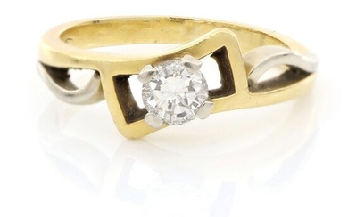 HRD Certificate- 18 kt. White gold, Yellow gold - Ring - 0.35 ct Diamond