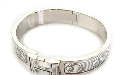 Hermes HERMES bangle bracelet click crack metal/enamel silver/white unisex