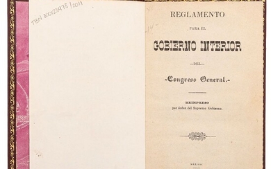 Herrera, José Joaquín - Otero, Mariano. Reglamento para el Gobierno Interior del Congreso General. México, 1848. 1 lámina plegada.