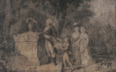 Hilaire LE DRU (1769-1840) Les pénibles adieux Représentant du peuple entouré de sa famille déposant...