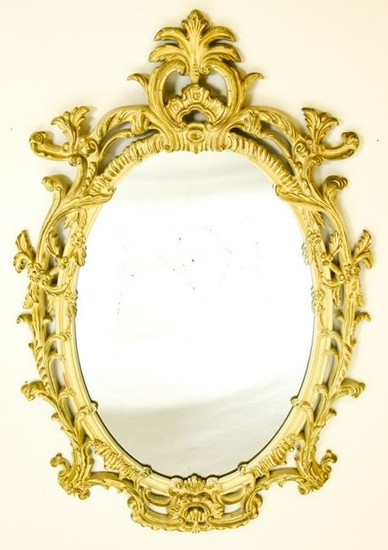 Hollywood Regency Style Cream Tone Wall Mirror
