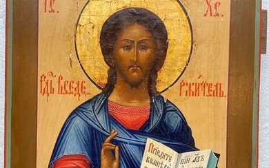 Icon, Christ Pantocrator - Wood - 19th century