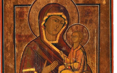 Icon, Russia, 19th century, Mother of God of Tikhvin (Tikhvinskaya),...