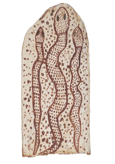 Ignatia Djanghara (c1930 - ) - Snakes 56.5 x 25cm (irregular)