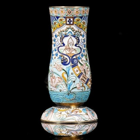 Imperial Russian Silver Cloisonne Enamel Vase 19th C