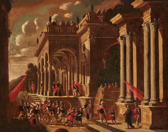 Italian School (18th Century) The arrival to the Senate 37...