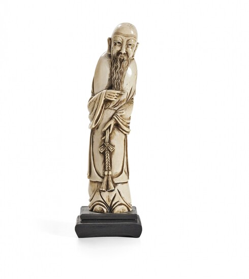 Ivory standing bearded sage China, early 20th Century
