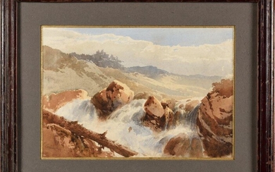 "JULES COIGNET (1798-1860) Torrent in the Alps Signed ""J. Coignet""...