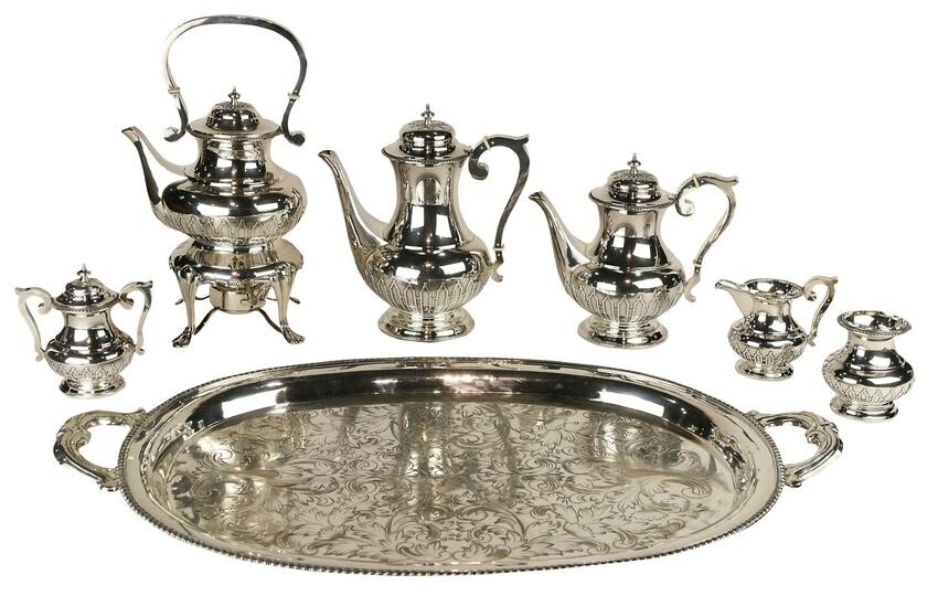 Japanese .950 silver 7 piece hot beverage service with