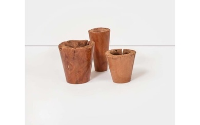 Jérôme Abel Seguin (Born in 1950) Set of three vases created from antique Javanese mortars