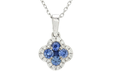 Jewellery Pendant/Chain PENDANT/CHAIN, 18K white gold, 5 blue sapphires appro...