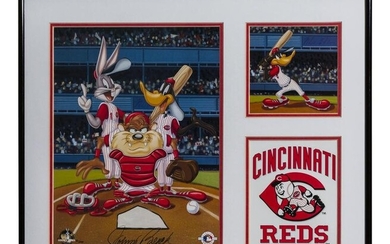 Johnny Bench Signed Warner Bros. Themed Lithograph