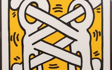 KEITH HARING (AMER, 1958-90), OFFSET LITHOGRAPH IN COLORS ON WOVE PAPER, 1988, H 40" W 30", ART ATTACK ON AIDS