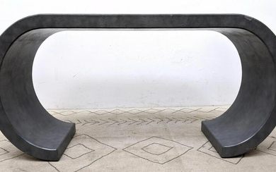 Karl Springer Style Curved Side Console Hall Table. Gr