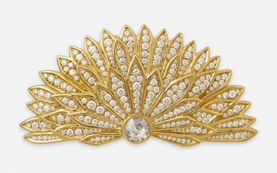 Kat Florence, Diamond and gold fan brooch
