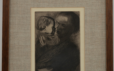 Kathe Kollwitz. "Mutter mit Kind auf dem Arm," etching
