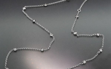 Kein Mindestpreis Diamanten-Collier/Kette 15 Diamanten Einzelfassung - 18 kt. White gold - Necklace, Necklace - 0.50 ct Diamonds