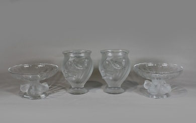 Konvolut Lalique Glas, Frankreich, zwei Vasen
