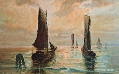 Kurt Feil Stöver, Feil-Stöver, peintre du nord de l'Allemagne, peintre de la marine, peinture à...